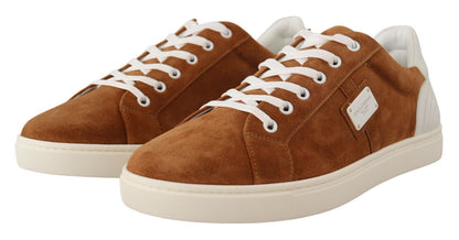 Dolce &amp; Gabbana Low-Top-Sneakers aus braunem Wildleder