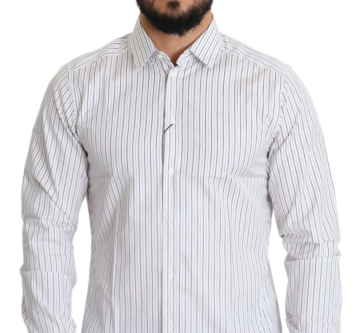 Dolce & Gabbana Elegant White Striped Cotton Dress Shirt