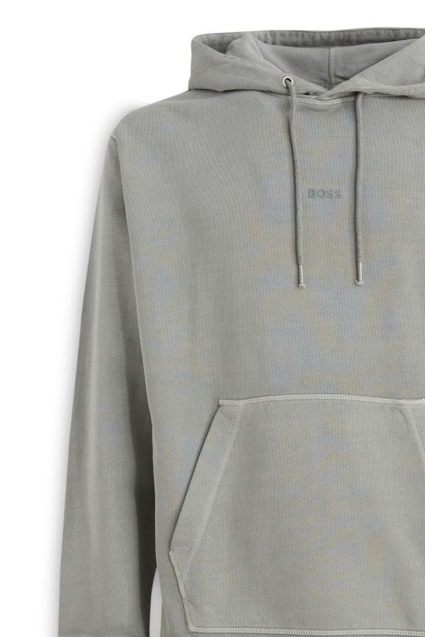 Hugo Boss Grey Cotton 로고 세부 사항 후드 스웨트 셔츠