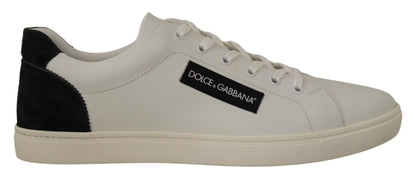 Dolce &amp; Gabbana Weiße schwarze Leder-Halbschuhe-Sneakers