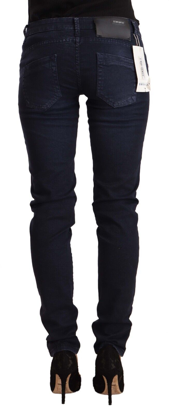 Acht Blue Washed Cotton Low Waist Slim Fit Denim Jeans