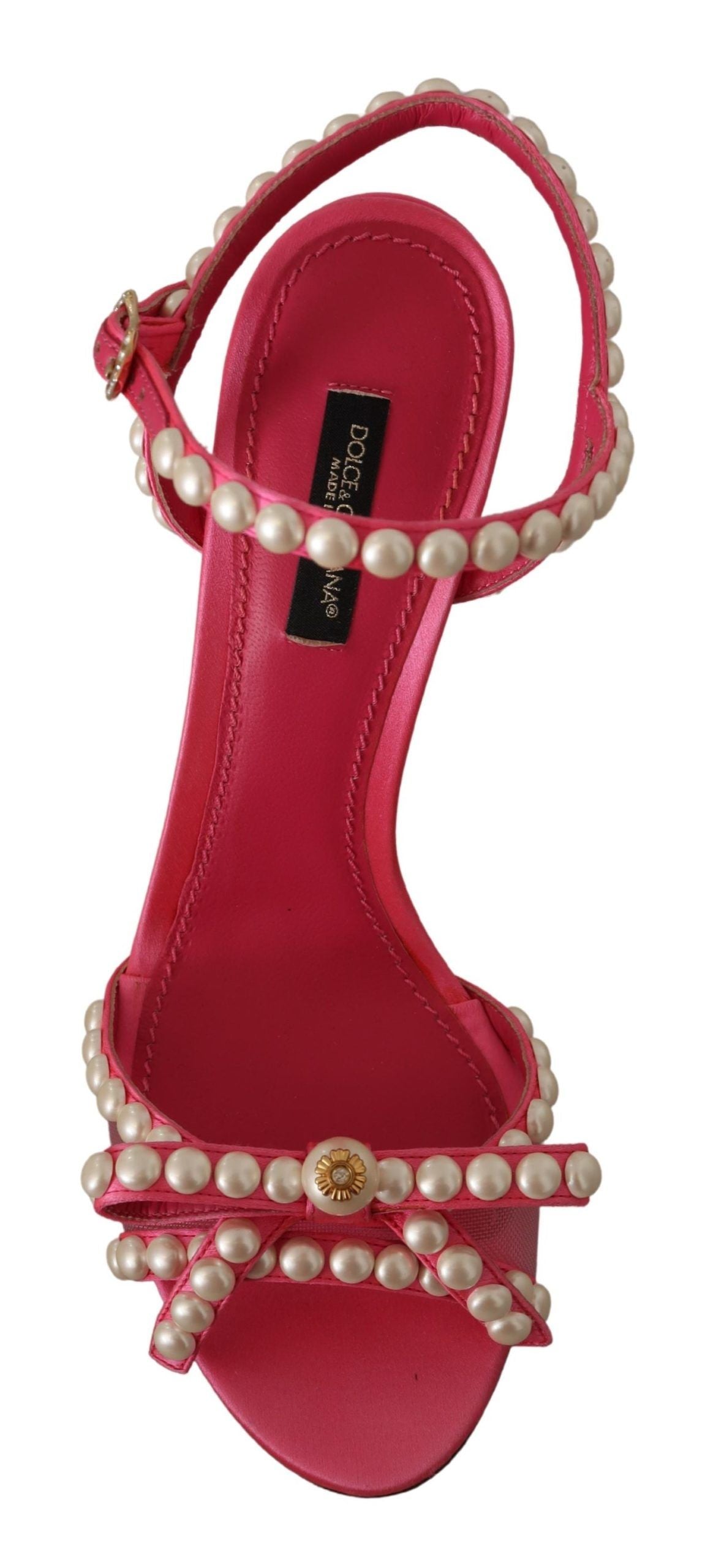 Dolce &amp; Gabbana Pink Satin White Pearl Crystals Heels Schuhe