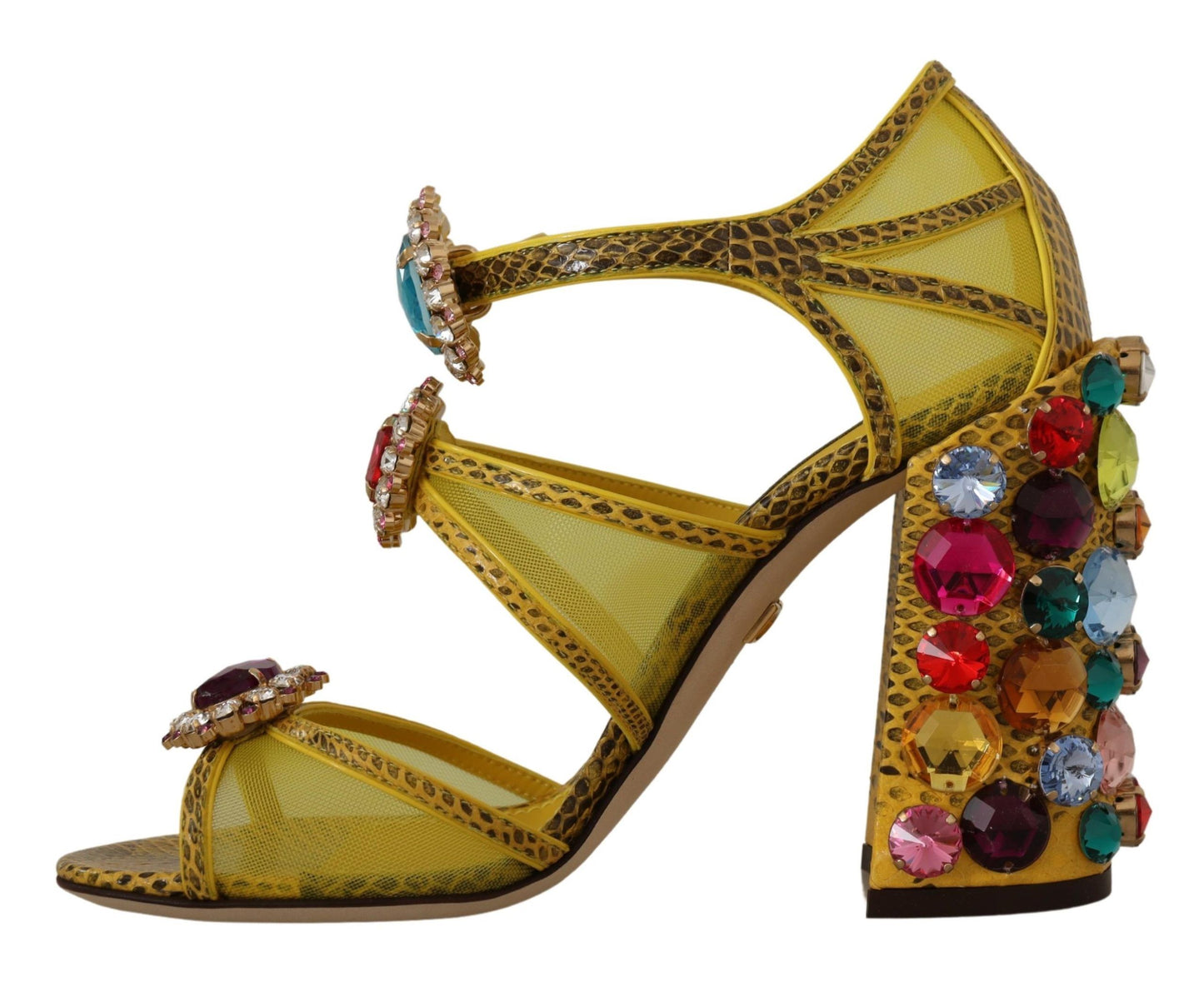 Dolce & Gabbana Yellow Leather Crystal Ayers Sandals 신발