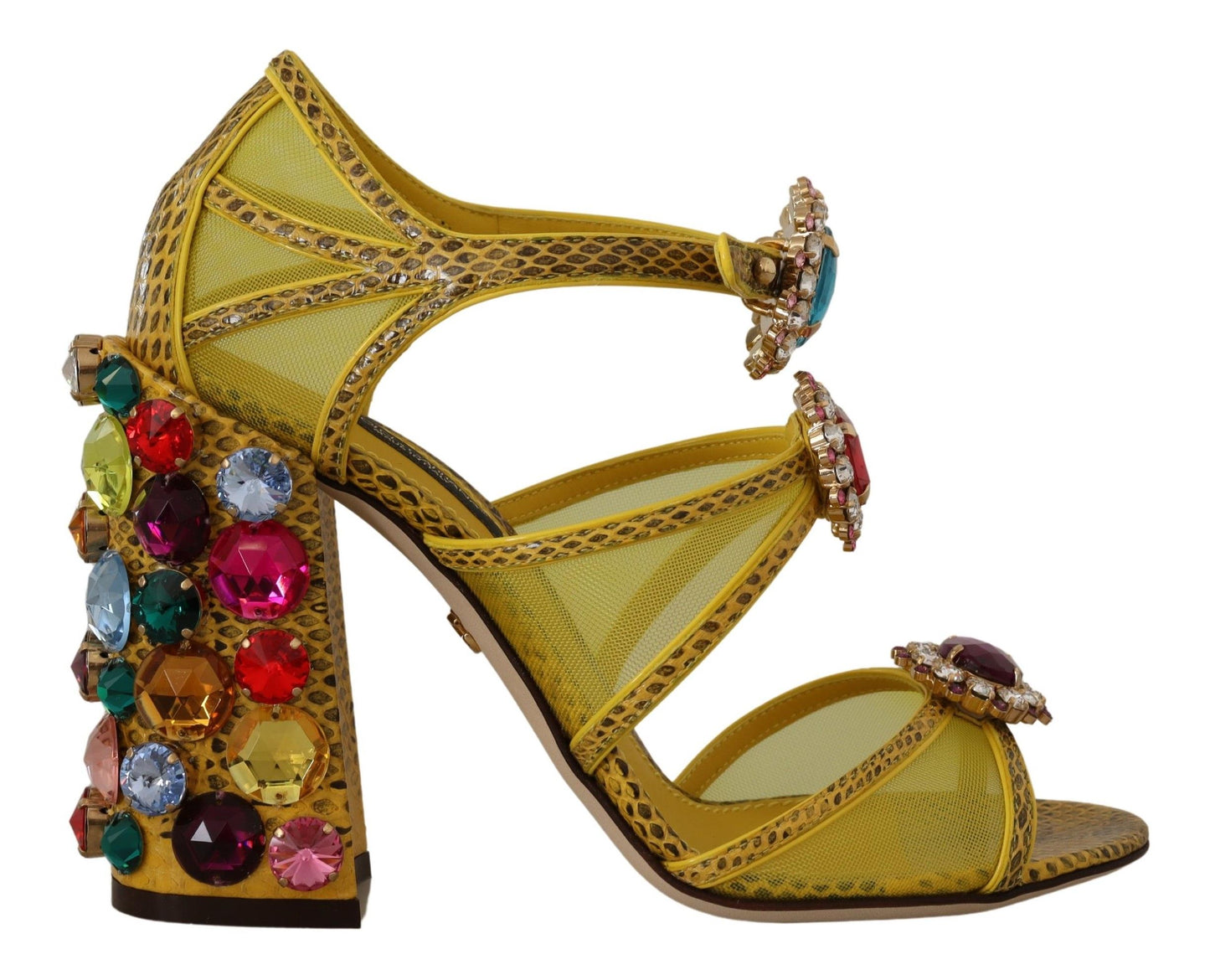 Dolce & Gabbana Yellow Leather Crystal Ayers Sandals 신발