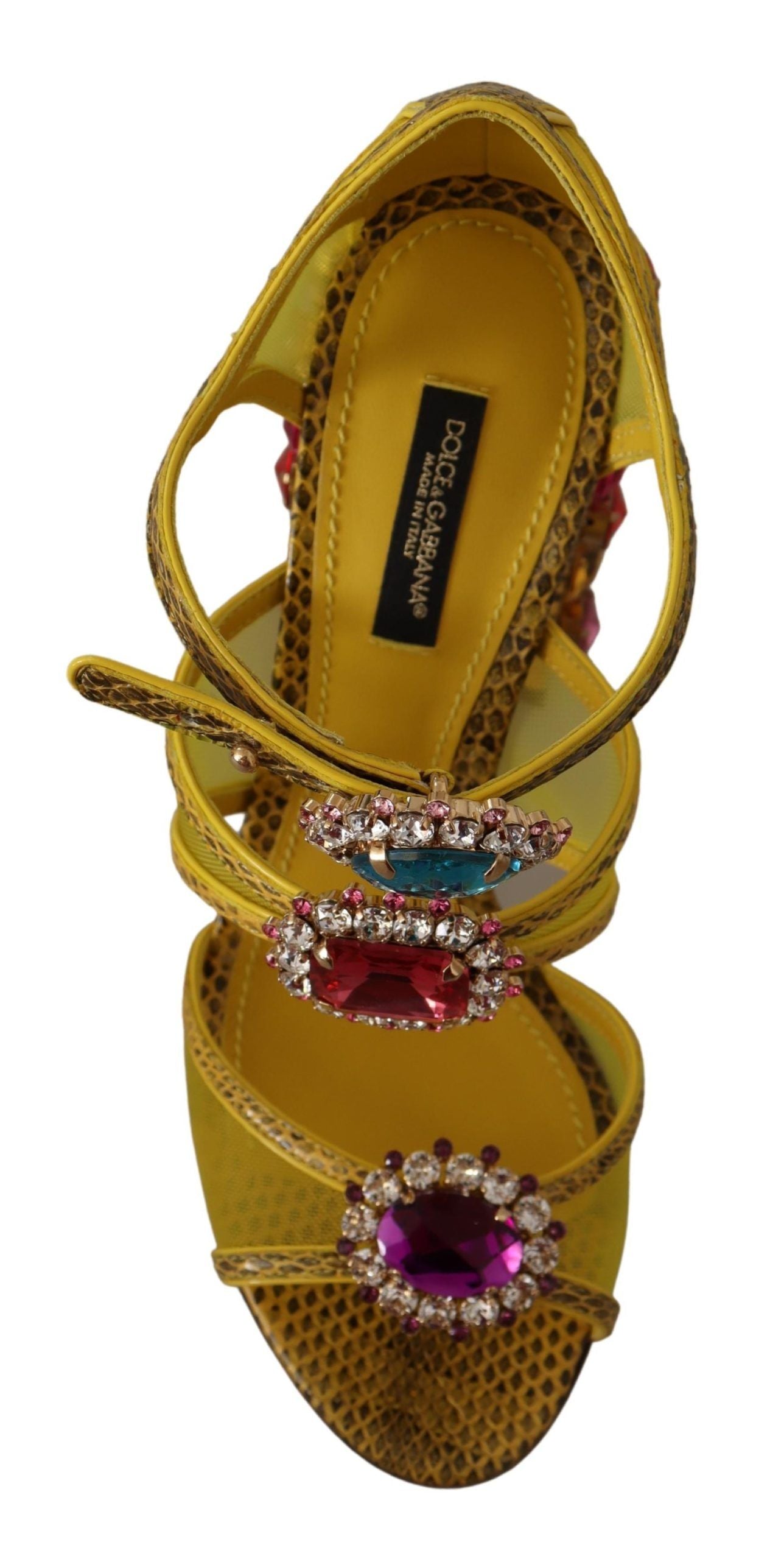 Dolce & Gabbana Yellow Leather Crystal Ayers Sandals 신발