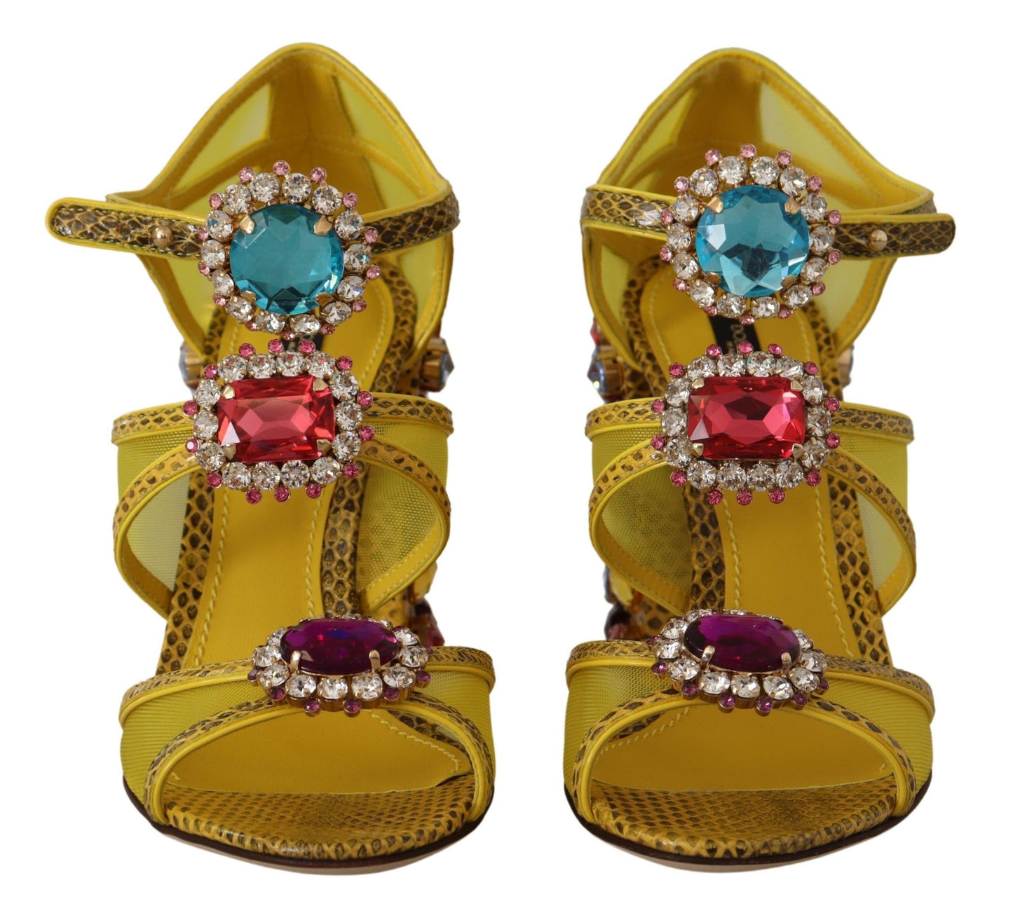 Dolce & Gabbana Yellow Leather Crystal Ayers Sandals 신발