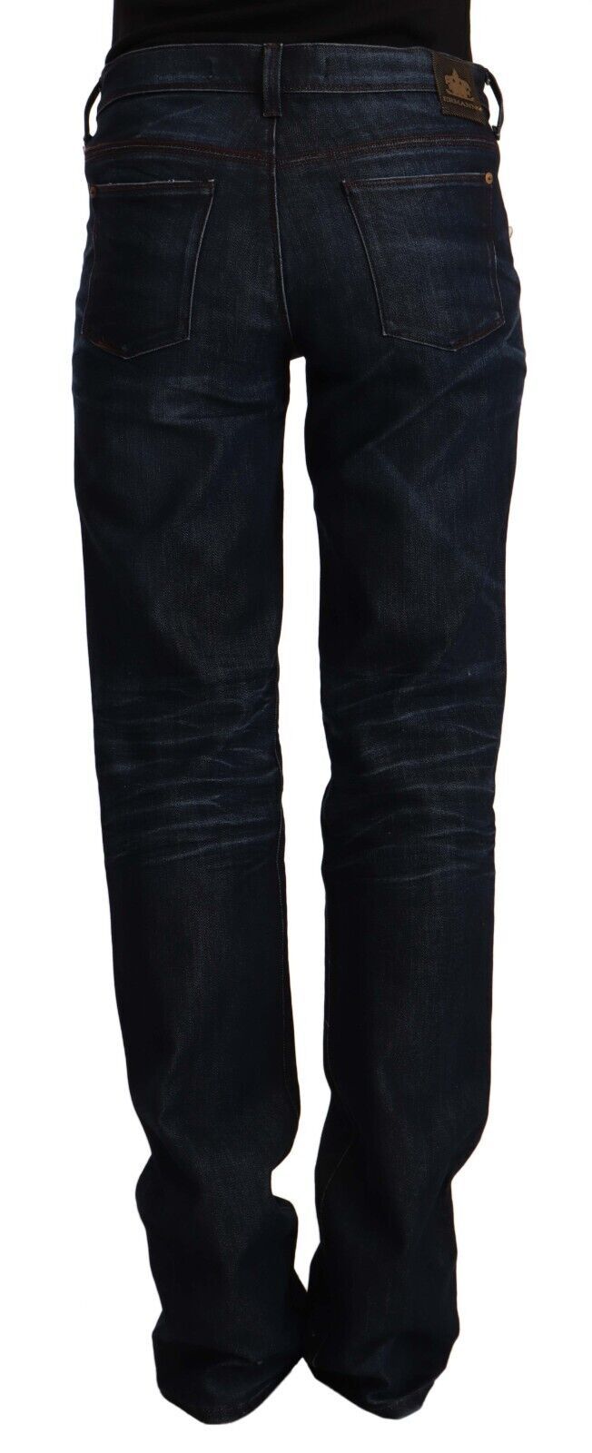 Ermanno Scervino Dunkelblaue, mittelhohe, gerade Jeans aus Baumwolldenim