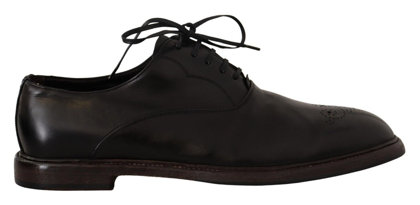 Dolce & Gabbana Black Leather Mens 레이스 Up Derby Shoes