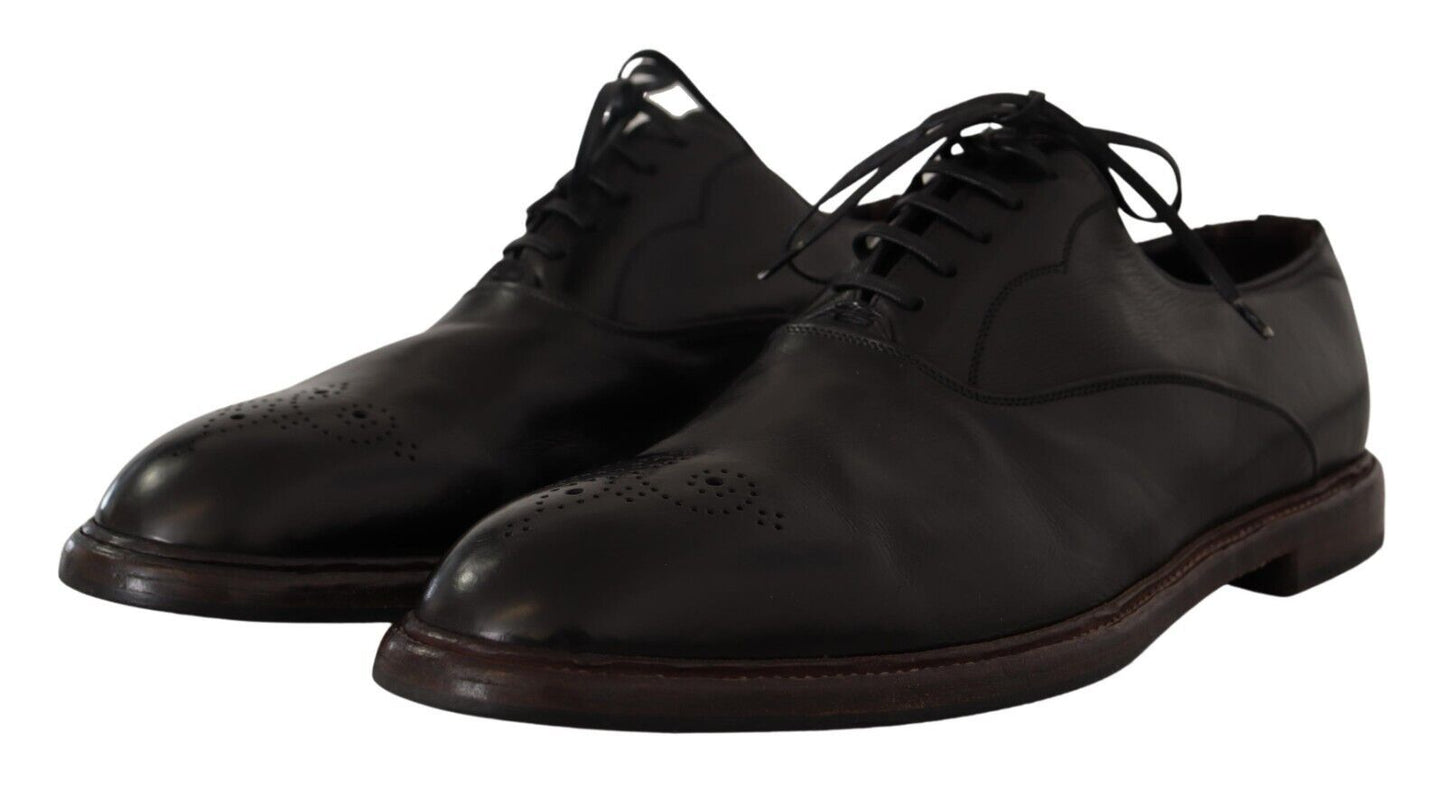 Dolce & Gabbana Black Leather Mens 레이스 Up Derby Shoes