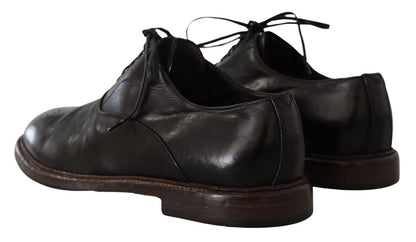 Dolce & Gabbana Black Leather Mens 레이스 Up Derby Shoes