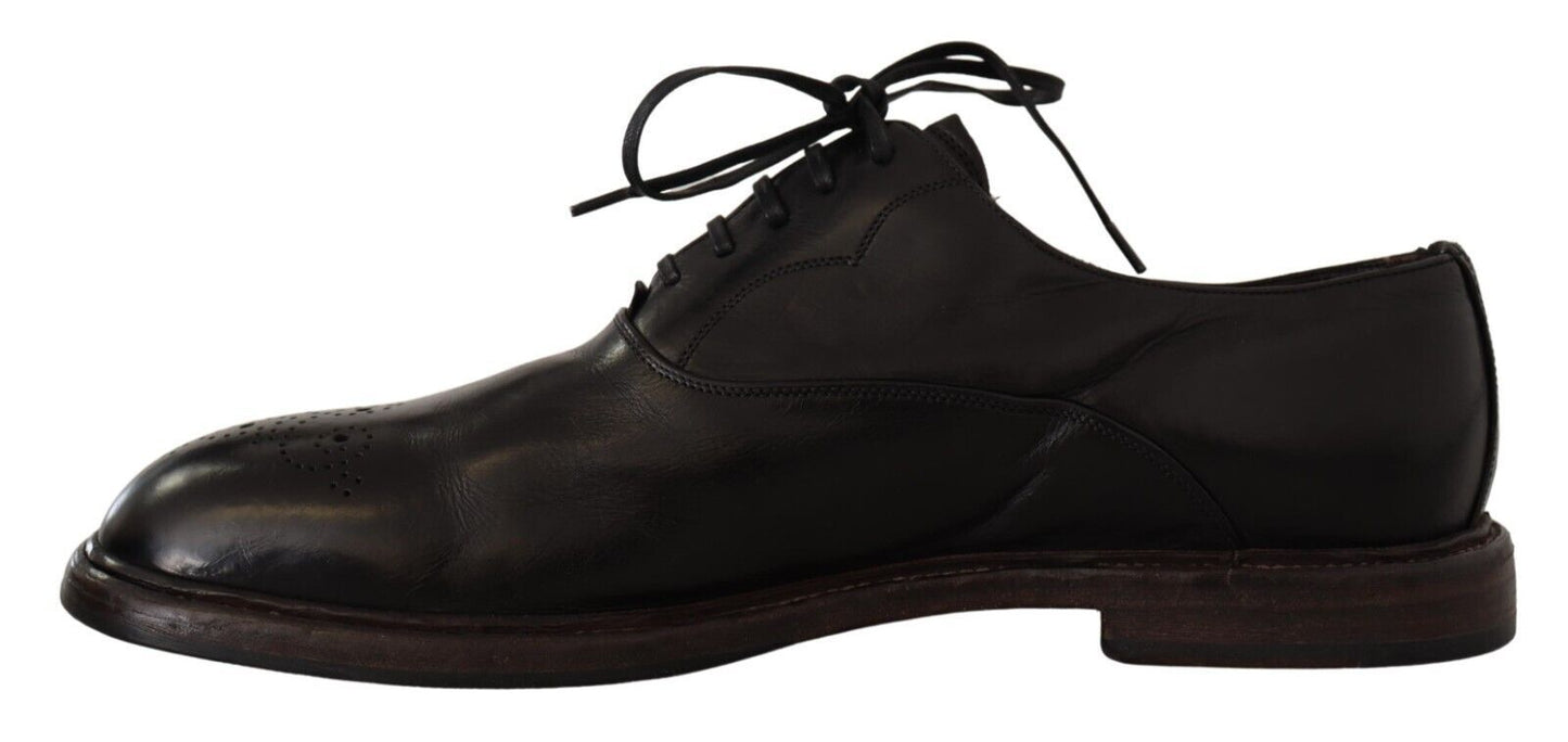 Dolce & Gabbana Black Leather Mens 레이스 Up Derby Shoes