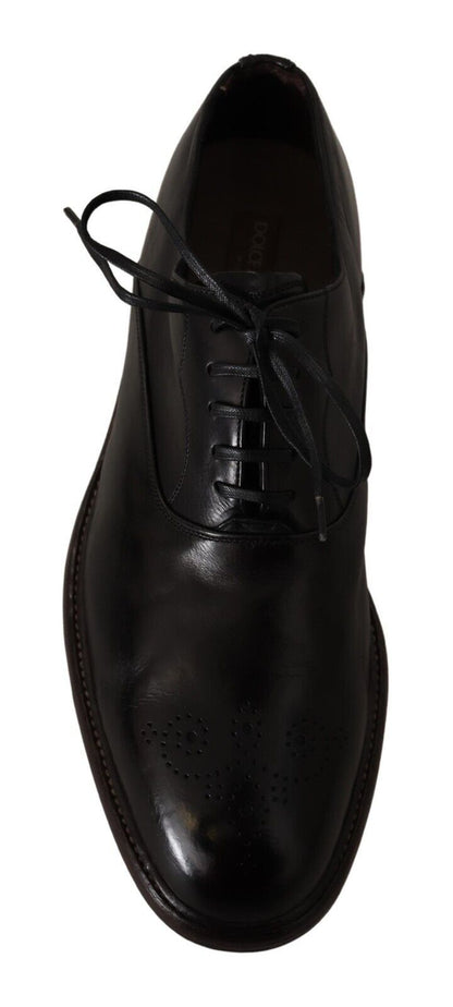 Dolce & Gabbana Black Leather Mens 레이스 Up Derby Shoes