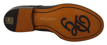 Dolce &amp; Gabbana Herren-Derby-Schuhe aus schwarzem Leder mit Flügelspitze