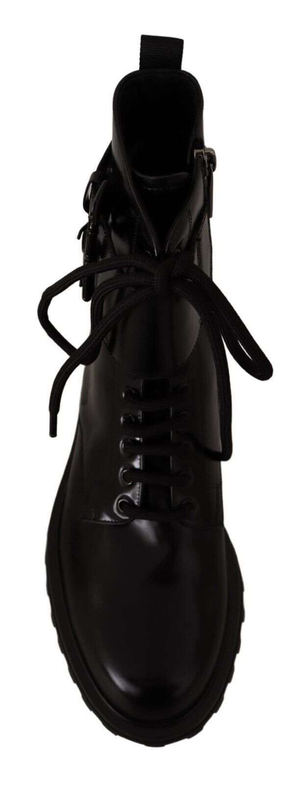 Dolce &amp; Gabbana Schwarze Leder-Combat-Schnürstiefel für Herren