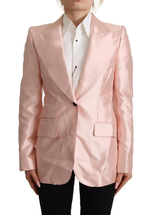 Dolce &amp; Gabbana Rosa Satin-Blazer mit langen Ärmeln