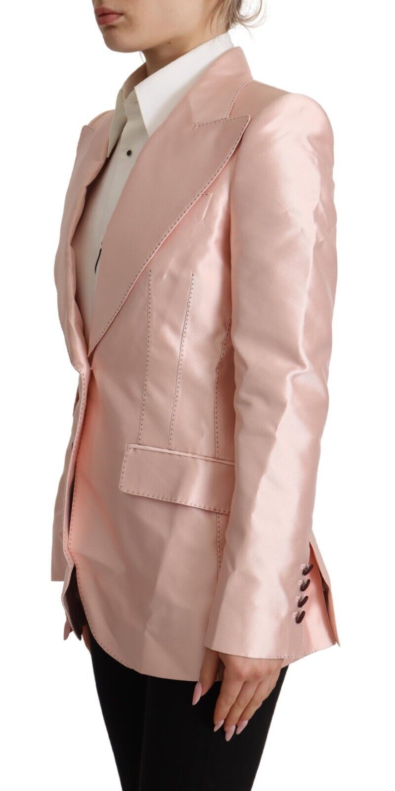 Dolce &amp; Gabbana Rosa Satin-Blazer mit langen Ärmeln