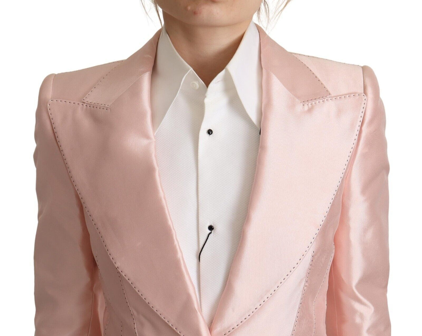 Dolce &amp; Gabbana Rosa Satin-Blazer mit langen Ärmeln