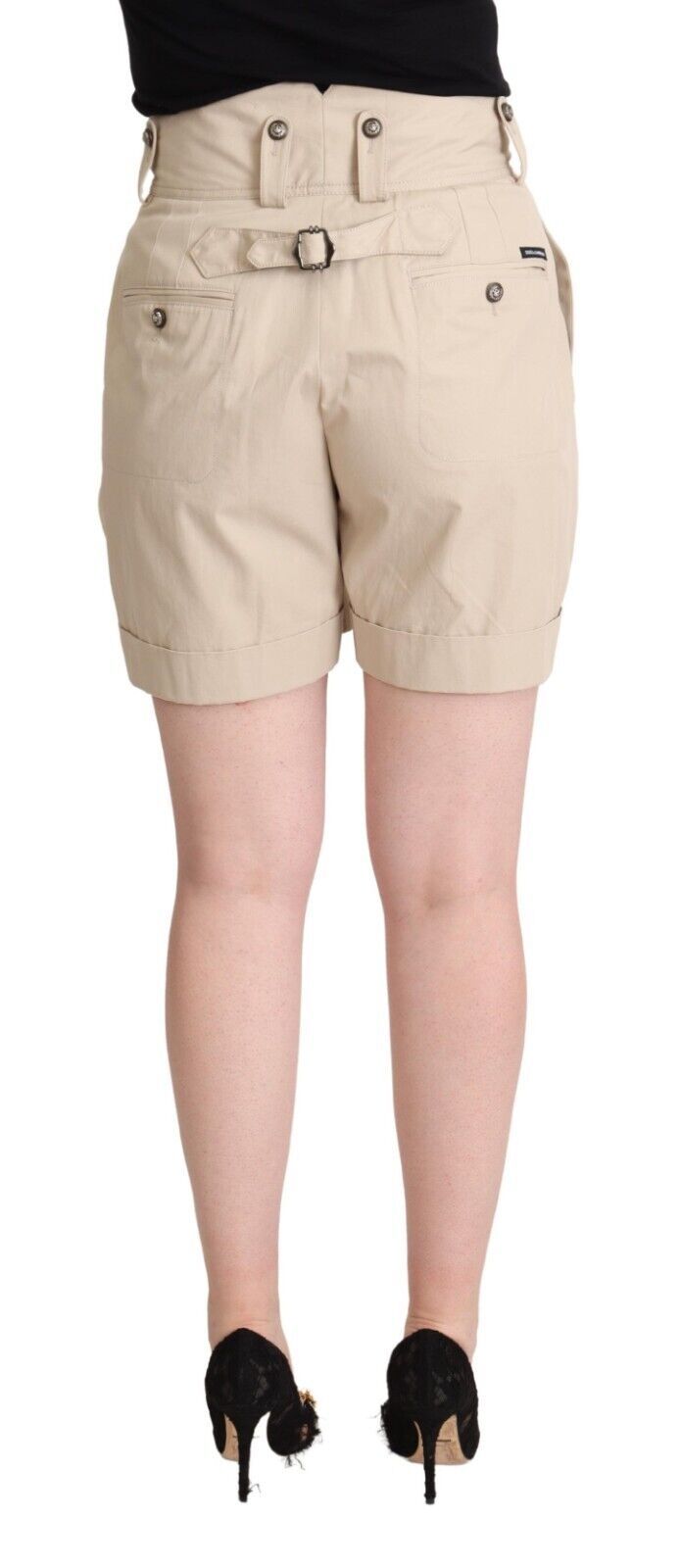 Dolce &amp; Gabbana Beige Baumwoll-Cargoshorts mit hoher Taille