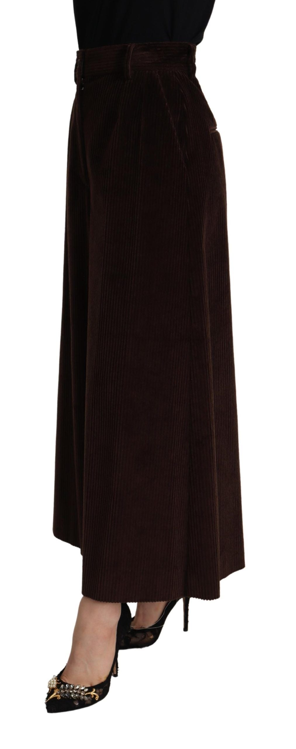 Dolce &amp; Gabbana Bordeaux Cord-Baumwollhose mit weitem Bein