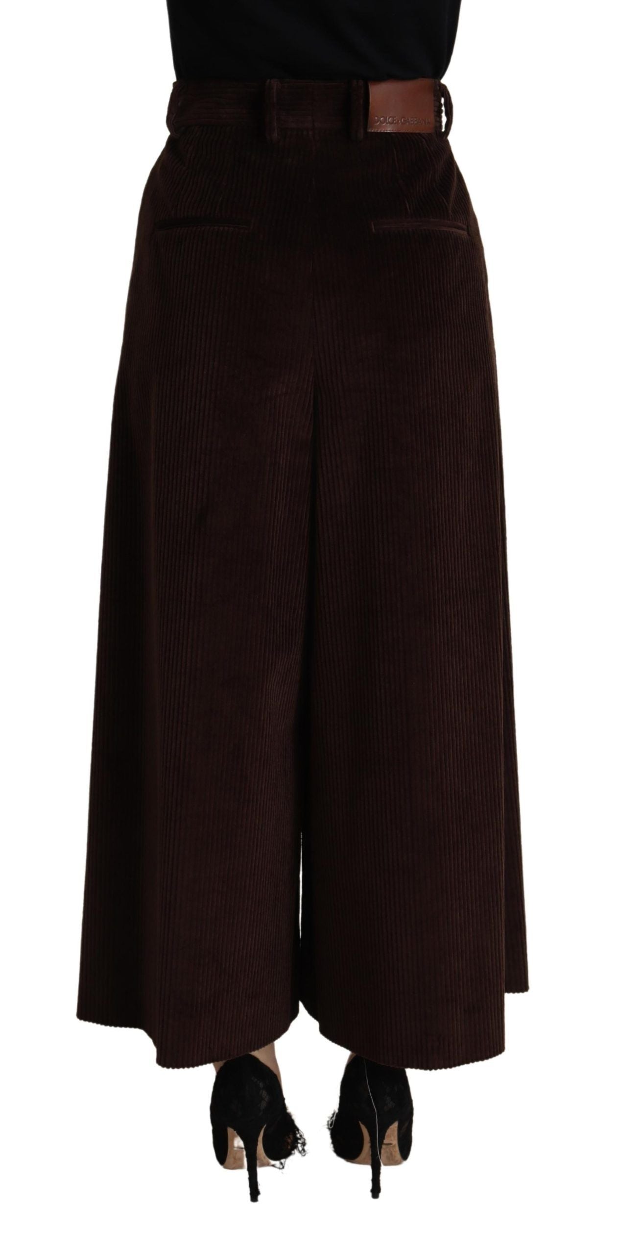 Dolce &amp; Gabbana Bordeaux Cord-Baumwollhose mit weitem Bein