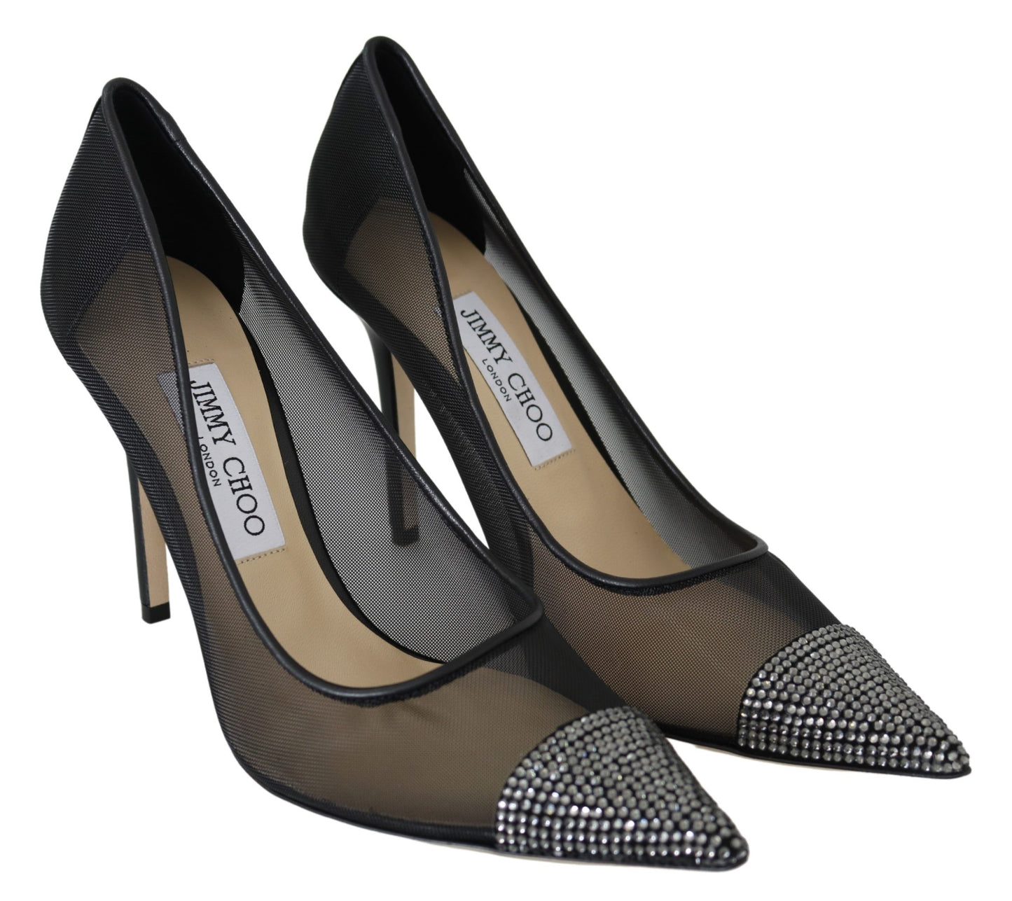 Jimmy Choo Elegant Black Mesh Crystal Pumps