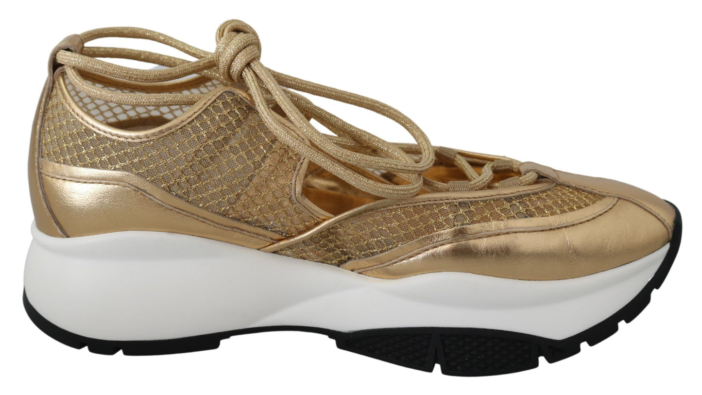 Jimmy Choo Michigan-Sneaker aus goldfarbenem Mesh-Leder