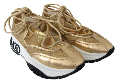 Jimmy Choo Michigan-Sneaker aus goldfarbenem Mesh-Leder