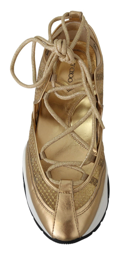 Jimmy Choo Michigan-Sneaker aus goldfarbenem Mesh-Leder