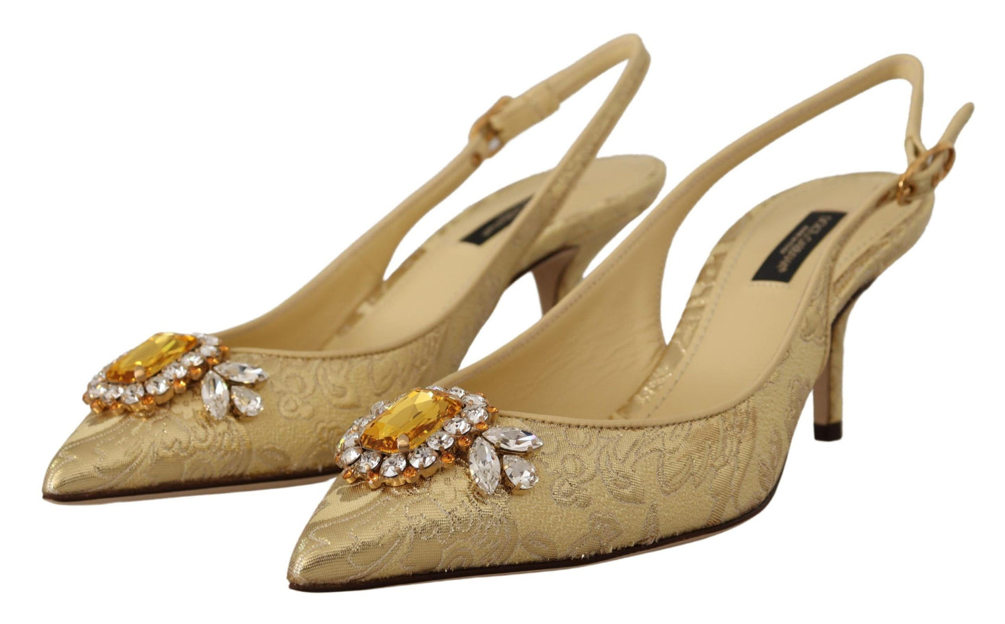 Dolce & Gabbana Gleaming Gold Crystal Slingback Heels