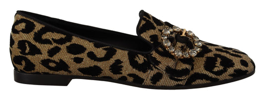 Dolce & Gabbana Elegant Leopard Crystal Gem Loafers