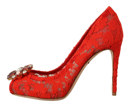 Rote Taormina-Pumps mit Spitzenkristallabsätzen von Dolce &amp; Gabbana