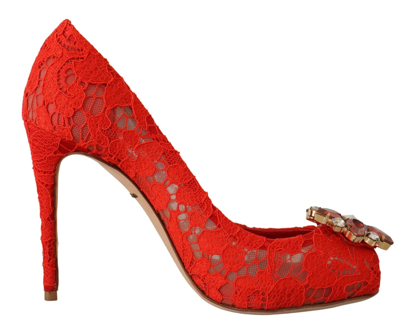 Rote Taormina-Pumps mit Spitzenkristallabsätzen von Dolce &amp; Gabbana