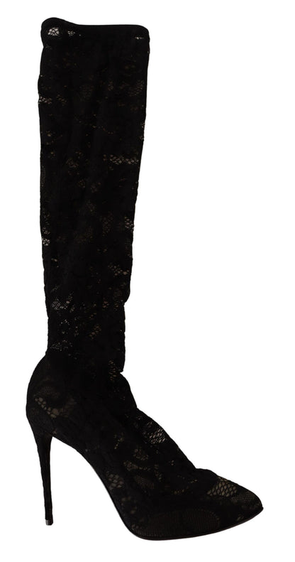 Dolce & Gabbana Elegant Stretch Sock Boots in Sleek Black