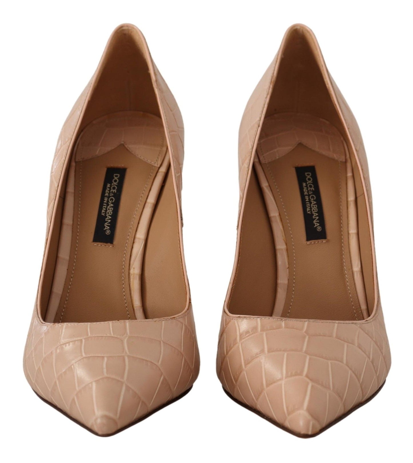 Dolce &amp; Gabbana Beige Leder Bellucci Heels Pumps Schuhe