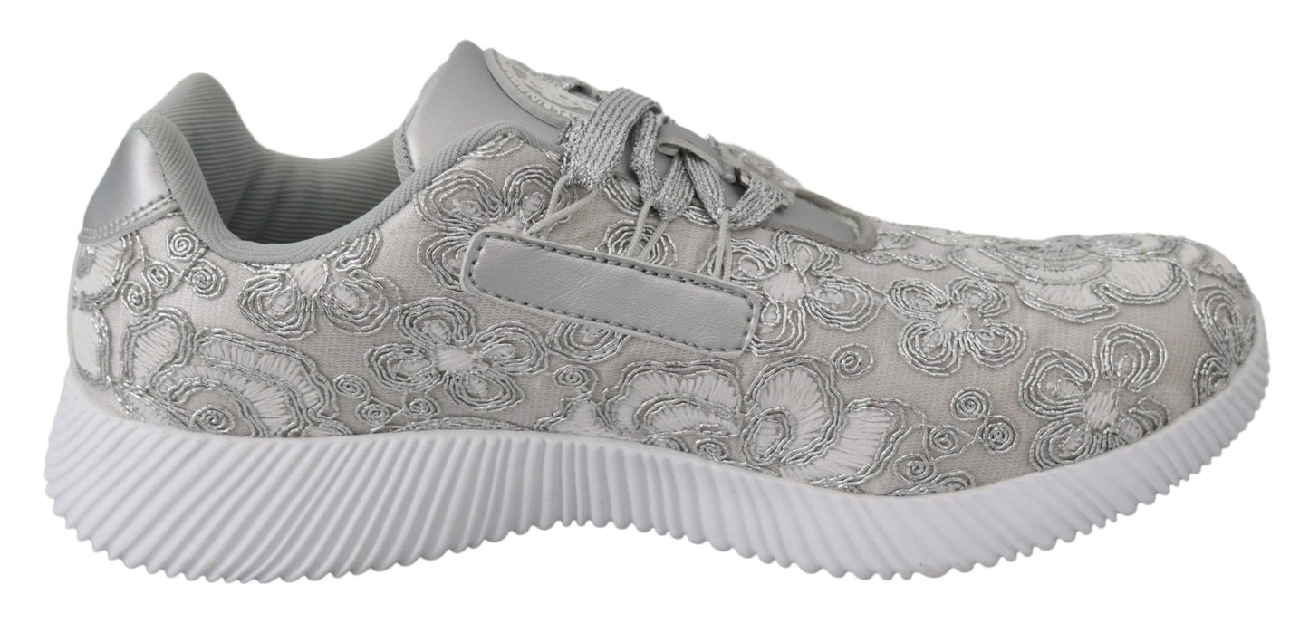 Plein Sport Silver Polyester Runner Joice Sneakers Schuhe