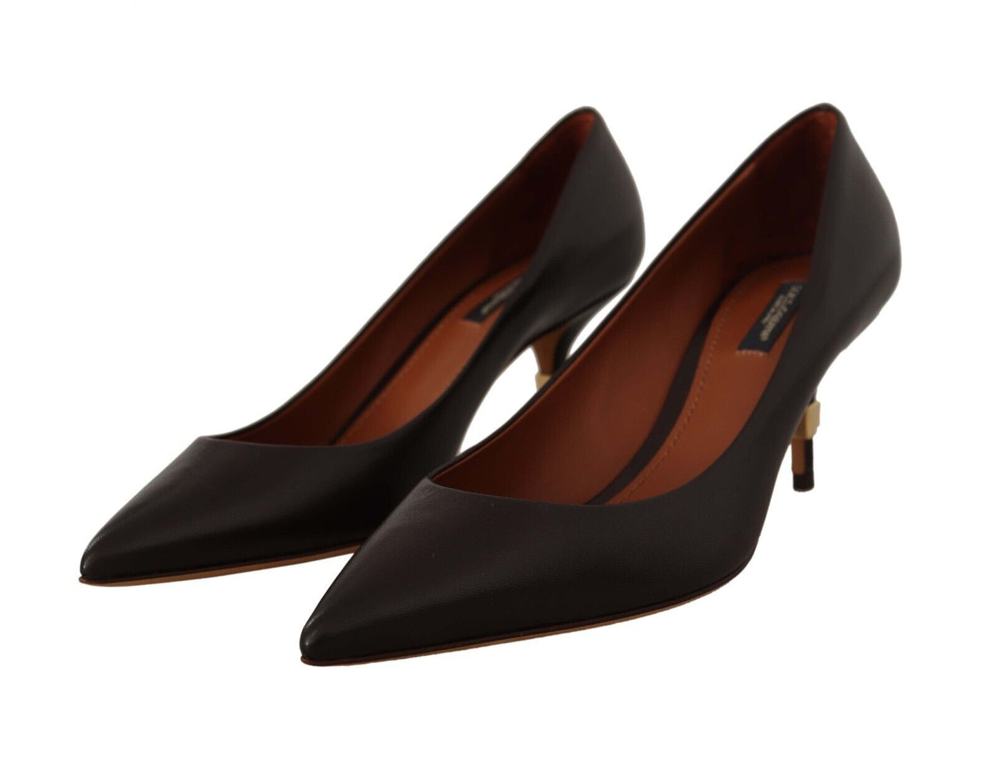 Dolce &amp; Gabbana Braune Kitten-Pumps mit mittlerem Absatz aus Leder