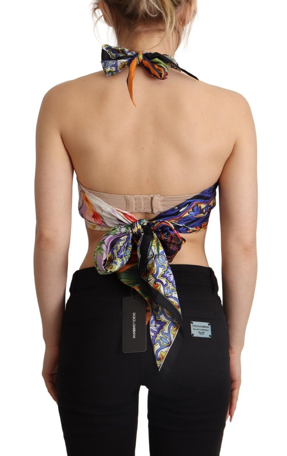 Dolce & Gabbana 멀티 컬러 Foulard Silk Halter Crpeed Top