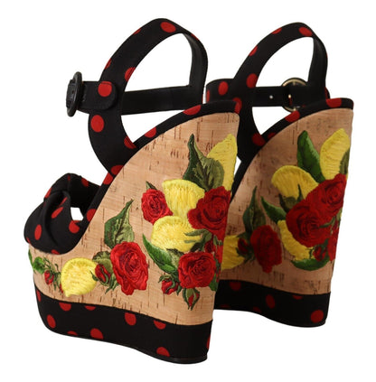 Dolce &amp; Gabbana Mehrfarbige Plateau-Wedges-Sandalen Charmeuse-Schuhe