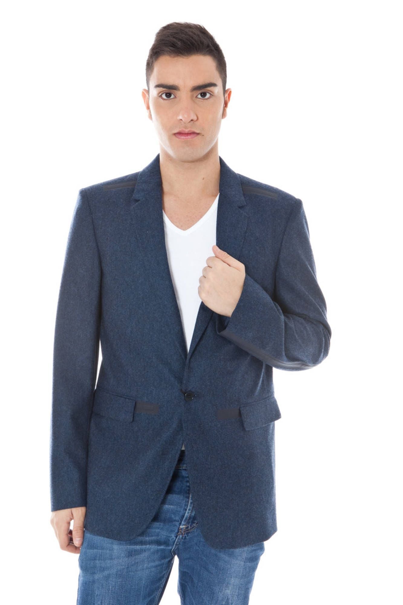 Calvin Klein Blue Wool Men Jacket