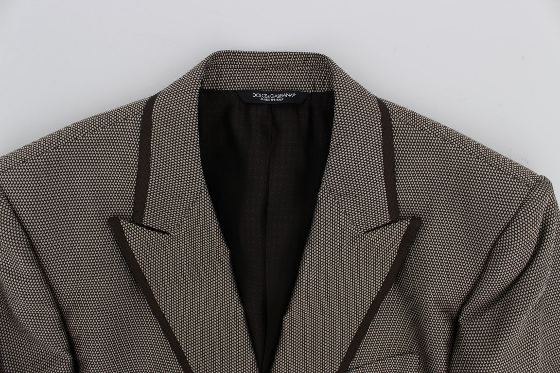 Dolce &amp; Gabbana Brauner Slim-Fit-Seidenblazer mit zwei Knöpfen