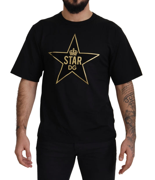 Dolce & Gabbana Black Gold Star Crown DG Cotton Crewneck 티셔츠