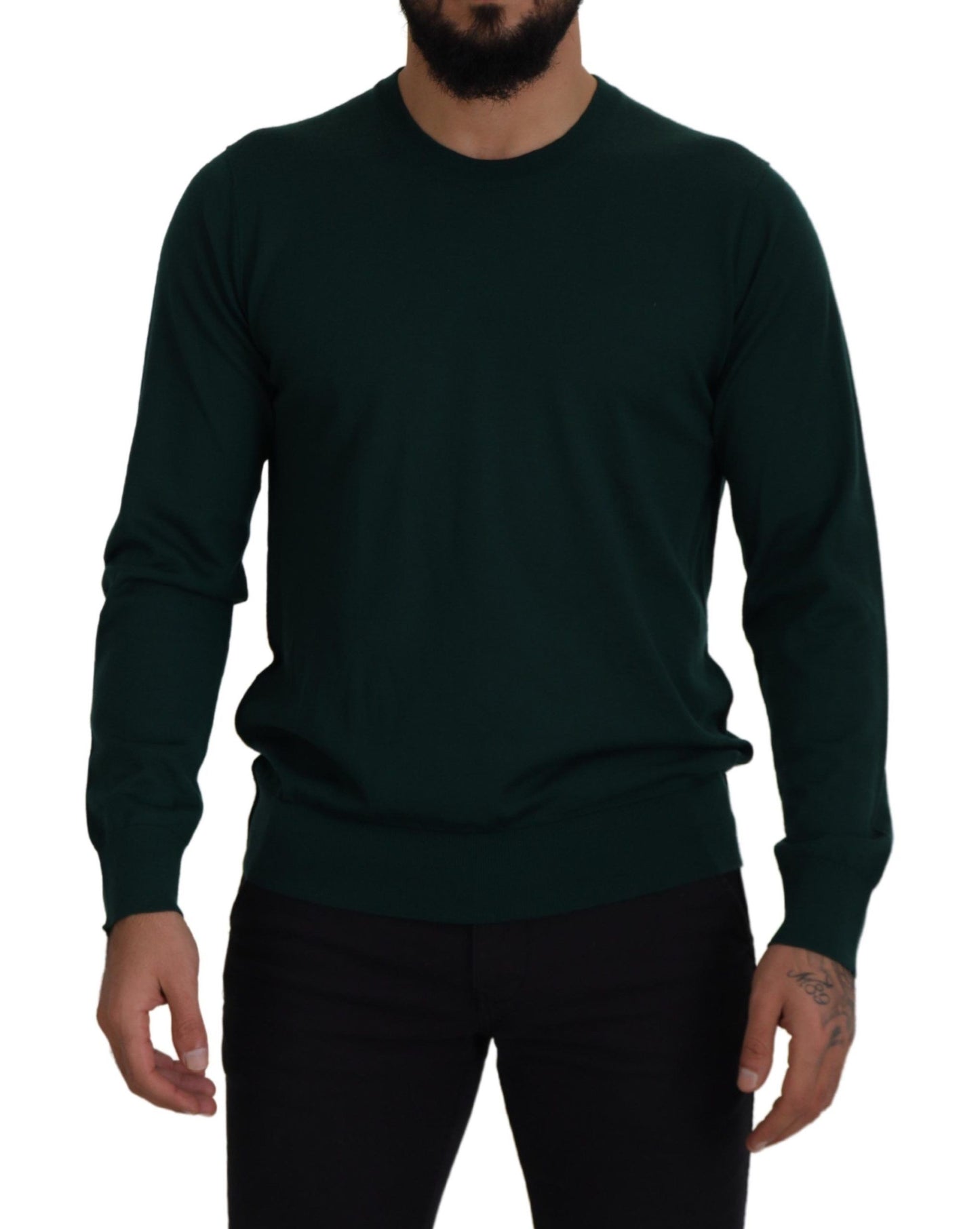 Dolce & Gabbana Green Cashmere Crewneck Pullover Sweater