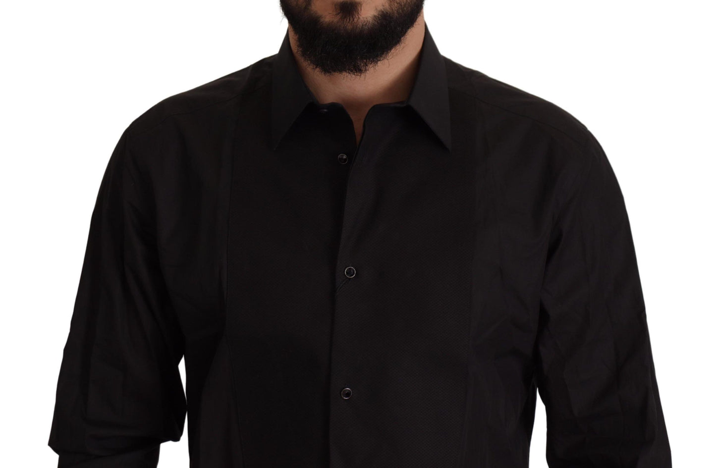 Dolce & Gabbana Sleek Black Tuxedo Dress Shirt - Slim Fit