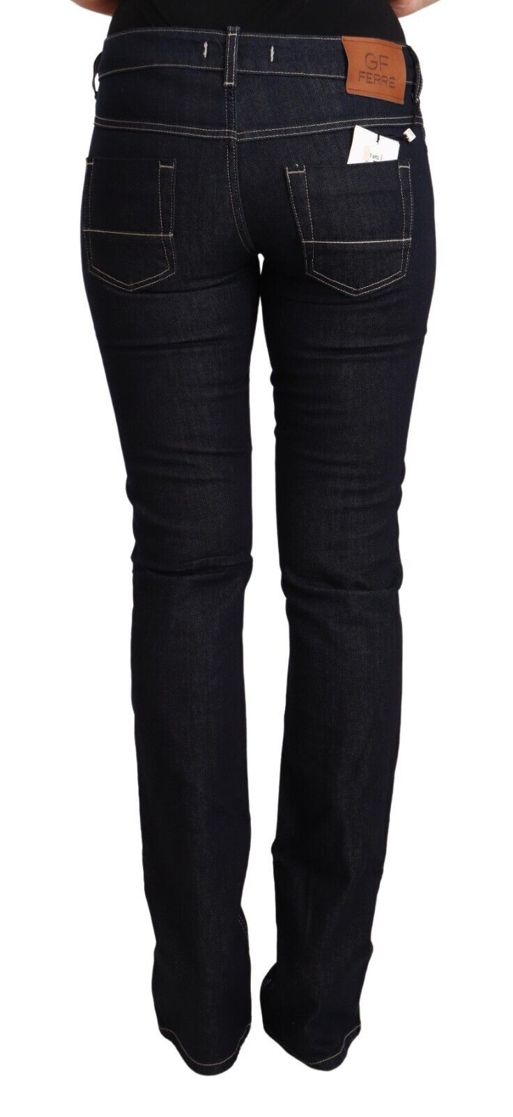 GF Ferre – Schwarze Skinny-Denim-Jeans aus Stretch-Baumwolle mit niedriger Taille