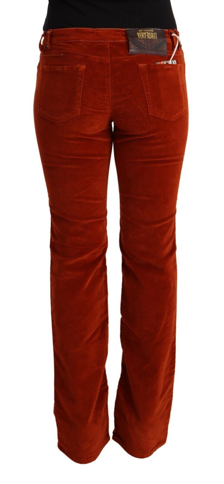 GF Ferre Rote Baumwoll-Jeans mit niedriger Taille und geradem Schnitt