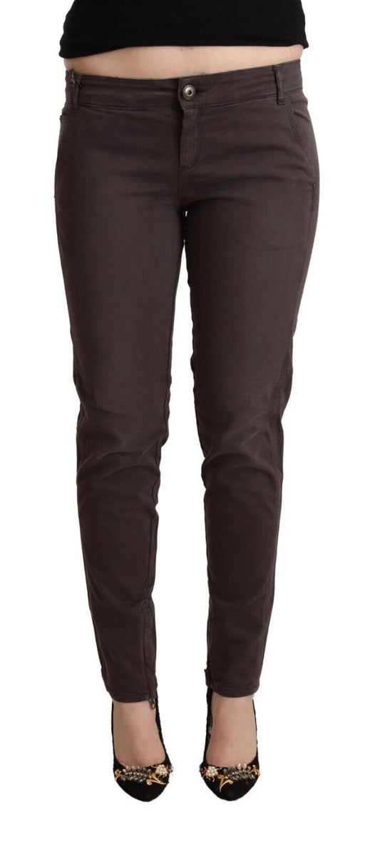 Ermanno Scervino Braune Slim-Fit-Hose aus Baumwolle mit niedriger Taille