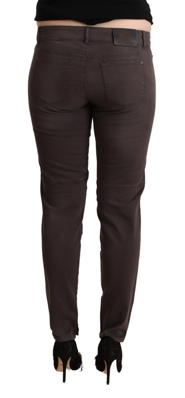 Ermanno Scervino Braune Slim-Fit-Hose aus Baumwolle mit niedriger Taille