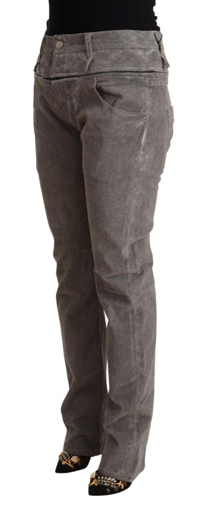 Acht Grey Cotton Straight Fit High Ware Pant