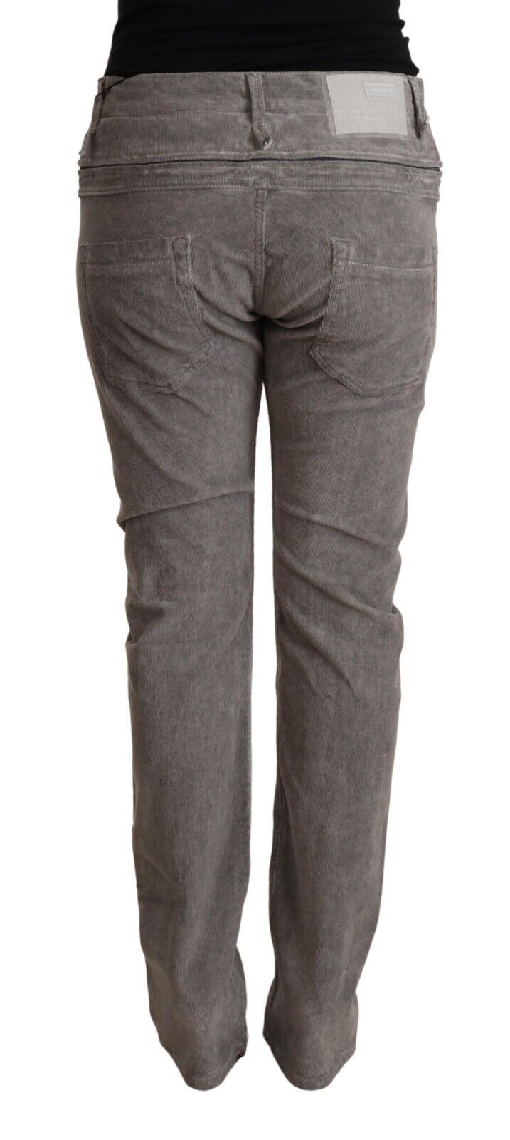 Acht Grey Cotton Straight Fit High Ware Pant