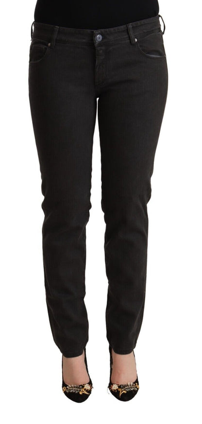 Ermanno Scervino Schwarze Skinny-Denim-Baumwolljeans mit niedriger Taille